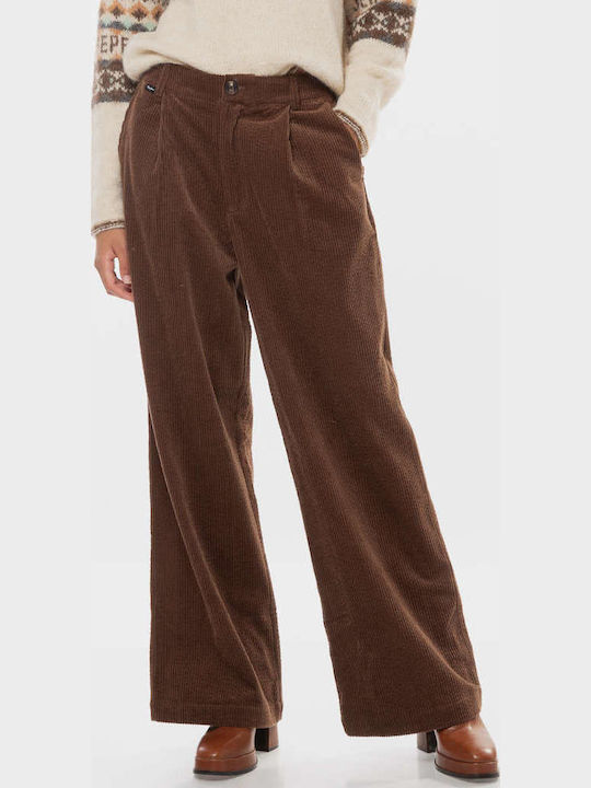 Dana Women's Corduroy Trousers Regular Fit Brown