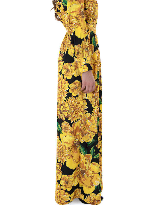 MY T Women's High Waist Fabric Palazzo Pants with Elastic Floral Yellow-black-green MY T Women's High Waist Fabric Palazzo Pants with Elastic Floral Yellow-black-green