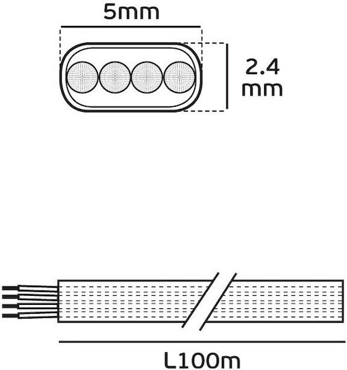 VK Lighting Rund Telefonkabel Unterminiert 1m Weiß (16145-001639)