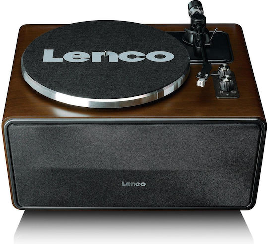 Lenco LS-470WA Plattenspieler mit Vorverstärker und Eingebaute Lautsprecher Braun