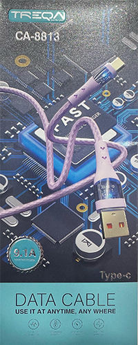 Treqa USB 2.0 Cable USB-C male - USB-A 45W Black 1m (CA-8813)