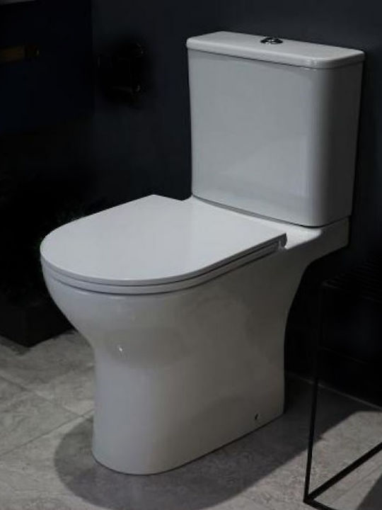 Gloria Vortex Rimless Stehende Toilette Randlos mit Spülung mit Deckel Sanftes Schließen Weiße