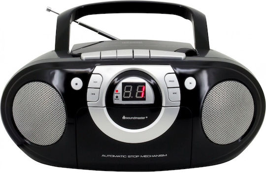 Soundmaster SCD5100 Tragbares Soundsystem mit CD Kassettenspieler Radio Schwarz