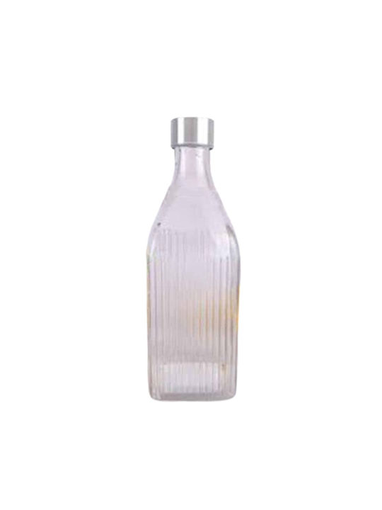 Homestyle Bottle Water Glass with Screw Cap Embossed Stripes 1000ml