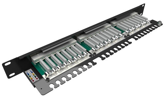 Solarix Patch Panel για Rack 1U 24 Θυρών cat5e Μαύρο