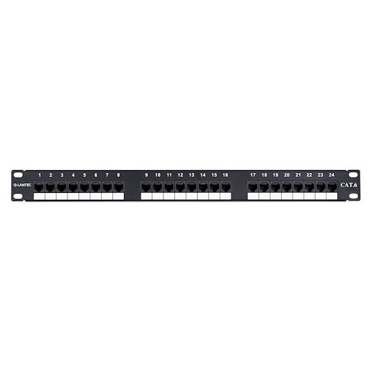 Q-Lantec Unshielded Patch Panel for Rack 1U 19" with 50 cat5e Ports Black