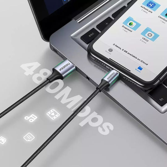 Ugreen US199 Geflochten USB-A zu Lightning Kabel Schwarz 2m (60158)