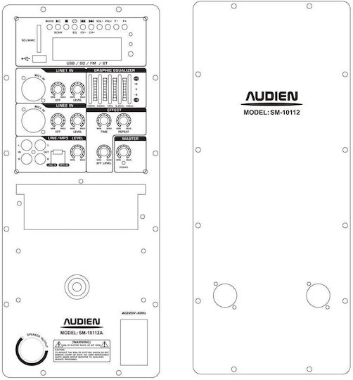 Audien SM-10112A Active Speaker PA 150W with Woofer 12" 42x34.5x64cm.