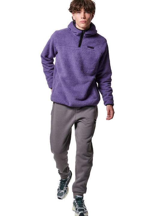 Body Action Mens Sweatshirt Fleece with Hood Dark Purple