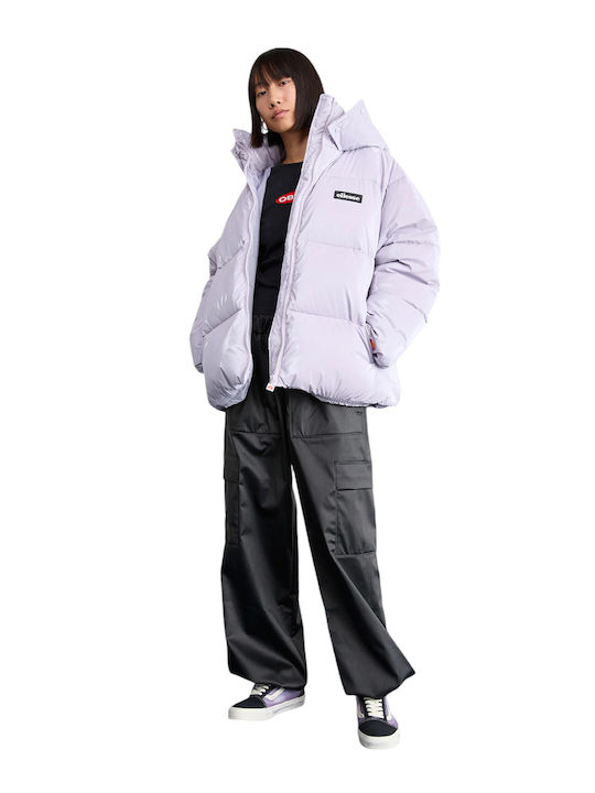 Ski Club Lenzer Κοντό Γυναικείο Puffer Μπουφάν για Χειμώνα Purple