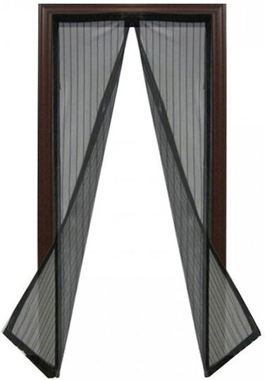 Door Mosquito Net with Velcro with Magnetic Clasp Black 210x90cm