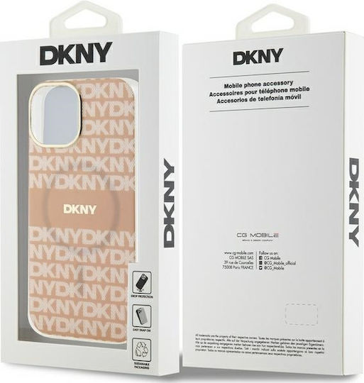 DKNY Repeat Pattern Tonal Stripe Back Cover Plastic / Silicon Roz (iPhone 15)