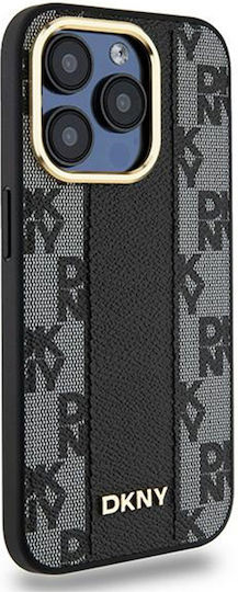 DKNY Leather Checkered Mono Pattern Magsafe Back Cover Δερματίνης / Δερμάτινο Μαύρο (iPhone 15 Pro)