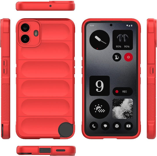Techsuit Magic Umschlag Rückseite Silikon Rot (Nichts CMF Telefon 1)