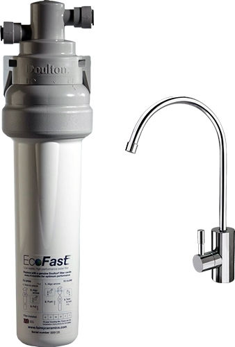 Doulton EcoFast Sistem de Filtrare a Apei Singur Sub blat / Alimentare centrală Filtru cu Diafragmă 3/8'' cu Robinet și Filtru de Schimb Doulton Ultracarb SI 0,5μm W93302294