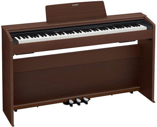 Casio Electric Upright Piano PX-870 Privia Set with 88 Weighted Keys Built-in Speakers and Connection with Headphones and Computer Brown