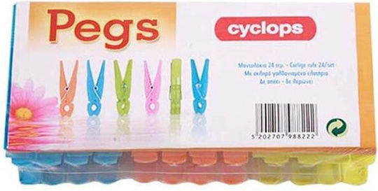 Cyclops Clothespins made of Plastic 24pcs Multicolour