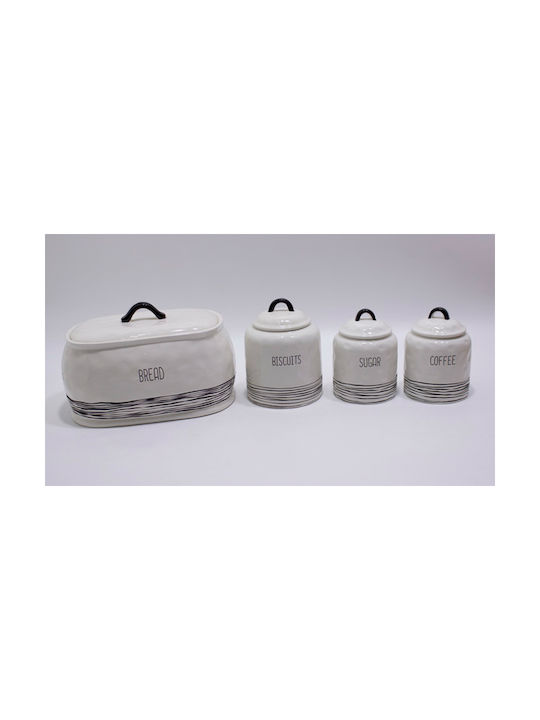 Karvounis Ceramic Cookie Jar White 14x14x18.6cm