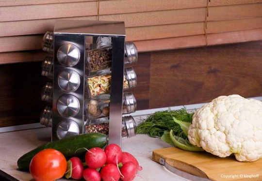KING Hoff Inox Tabletop Rotating Spice Rack Gray 16pcs