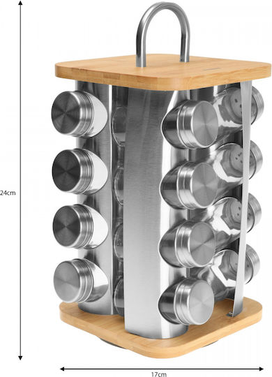 Klausberg Bamboo Tabletop Rotating Spice Rack Gray 16pcs