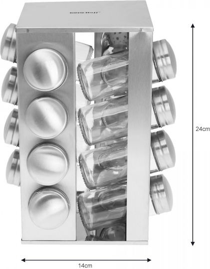 KING Hoff Inox Tabletop Rotating Spice Rack Gray 16pcs
