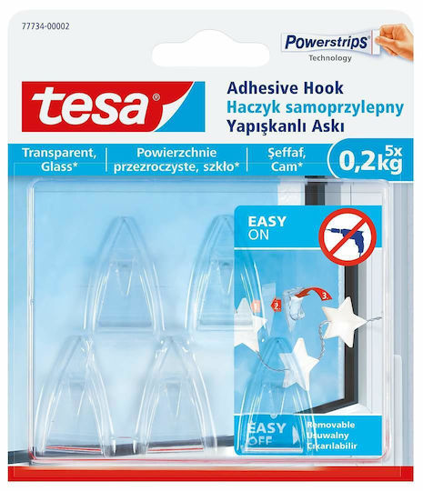 Transparent Self-adhesive Hooks 5p 0.2 Kg H7773402