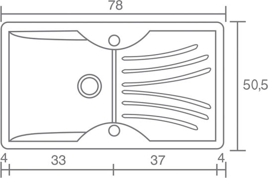Sanitec Classic Drop-In Spüle aus Verbundgranulat B78xT50cm White