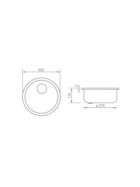Sanitec Ένθετος Νεροχύτης Inox Σατινέ Μ43.5xΠ43.5cm Ασημί