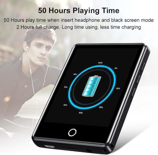 Ruizu MP3 плейър (8GB) с Сензорен Екран 2.8" Черен M6-8GB