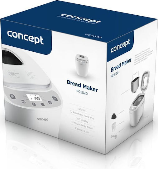 Concept Αρτοπαρασκευαστής 550W Χωρητικότητας 1000gr με 12 Προγράμματα
