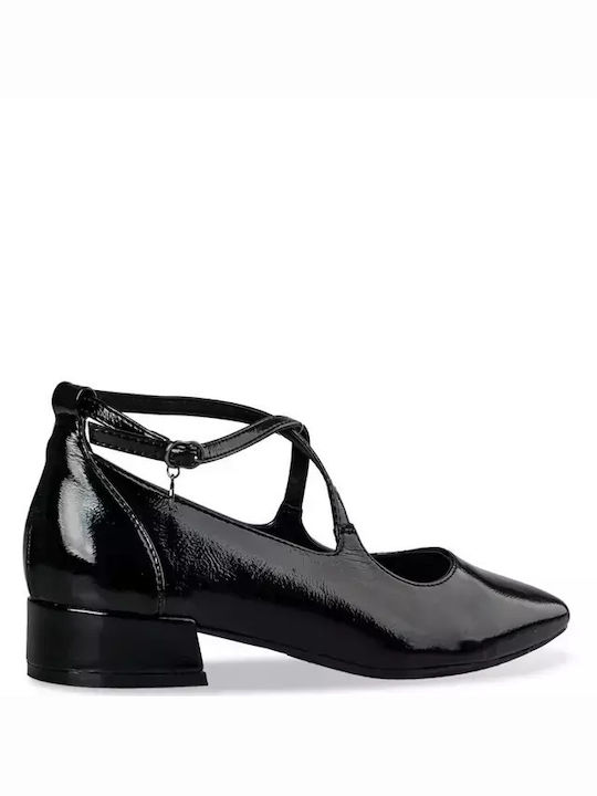 Envie Shoes Synthetic Leather Black Low Heels with Strap