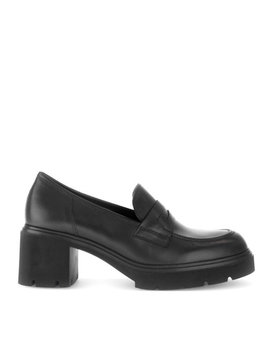 Leder Damen Loafers in Schwarz Farbe