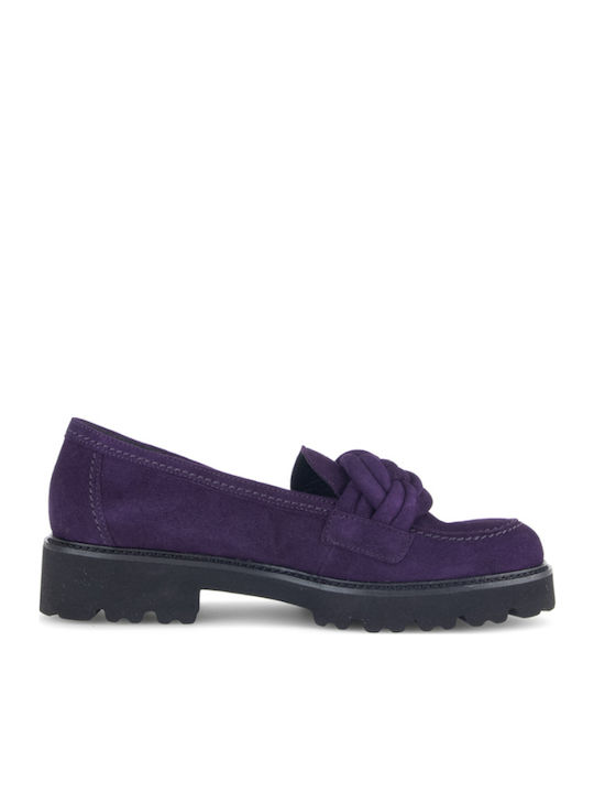 Leather Women's Moccasins in Purple Color