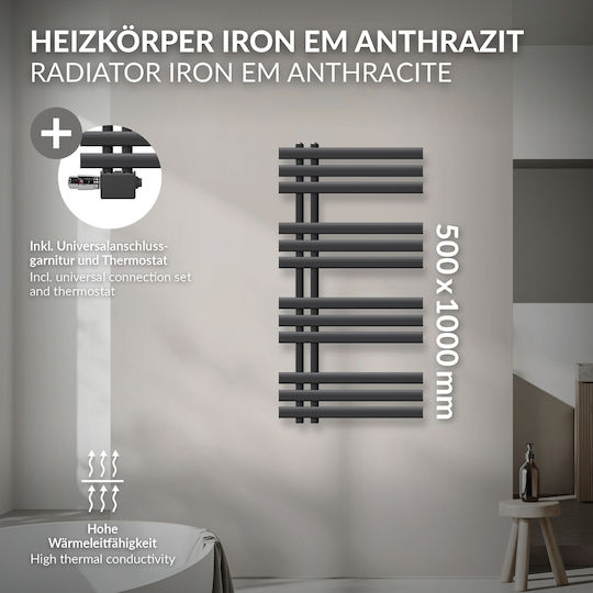 LuxeBath Towel Rail Bathroom 1000x500 Gray