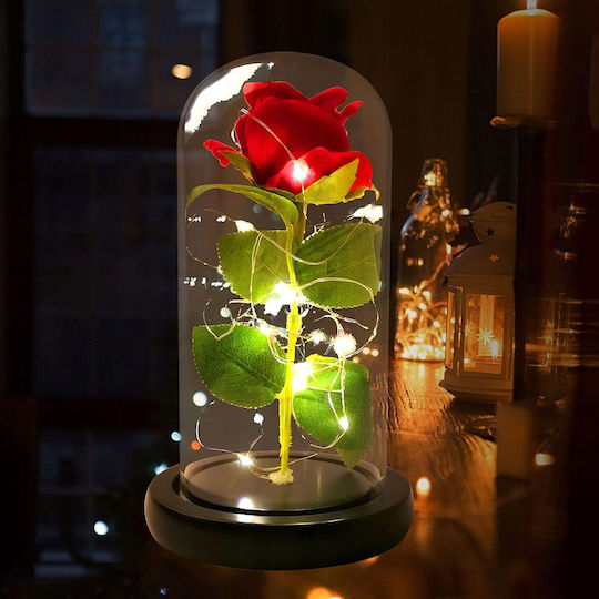 Ewige Rose Rot 21cm mit LED Korbi