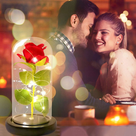 Ewige Rose Rot 21cm mit LED Korbi