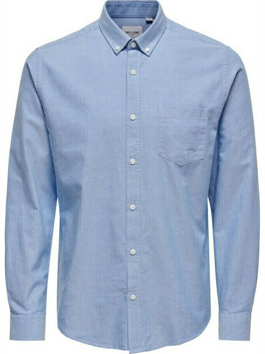 Long-sleeved Cotton Shirt Cashmere Blue
