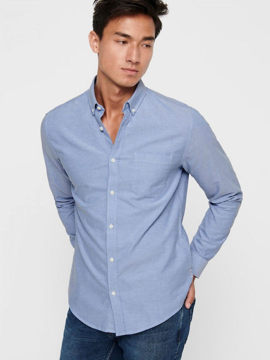 Long-sleeved Cotton Shirt Cashmere Blue