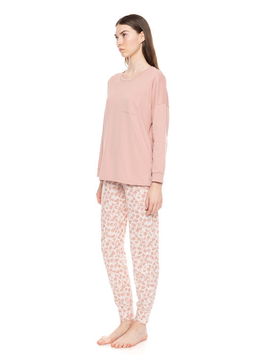 Pink Label Winter Women's Pyjama Set Cotton Rose