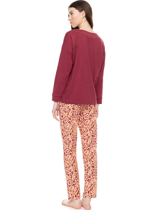 Pink Label Winter Women's Pyjama Set Burgundy