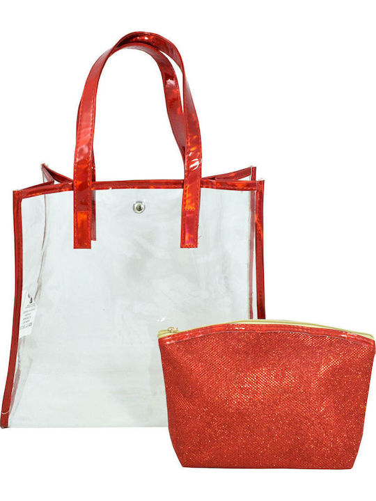 Stoff Strandtasche mit Kulturtasche Silber 2017