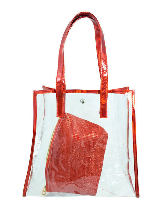 Stoff Strandtasche mit Kulturtasche Silber 2017