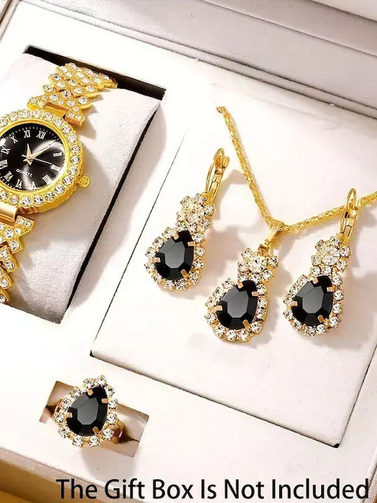 5er-Set Damen Vintage Uhr Quarz Strass Rom 5er-Set Damen Vintage Uhr Quarz Strass Rom
