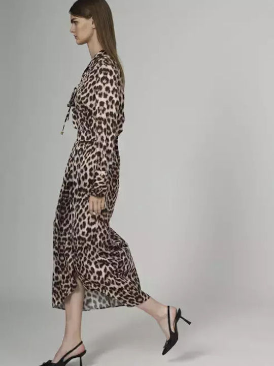 Ψηλόμεση Midi Φούστα Φάκελος Λεοπάρ Animal Print
