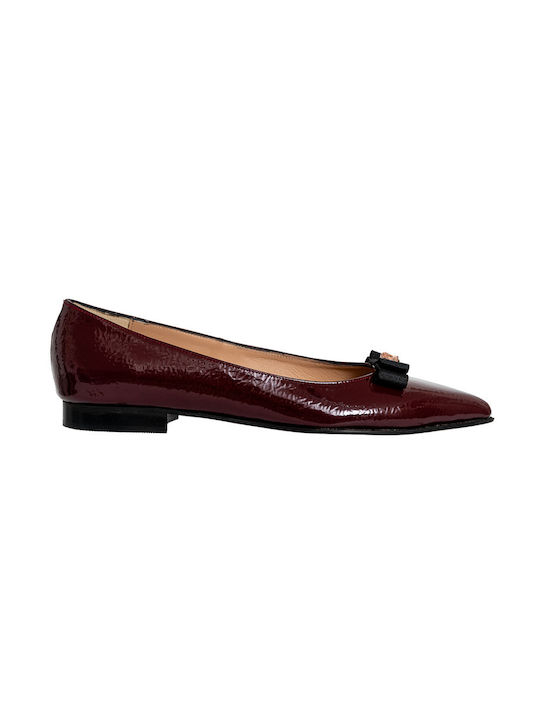 Politis shoes Damen Ballerinas Spitz zulaufend aus Lackleder in Burgundisch Farbe