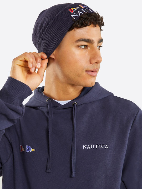 Nautica Beanie Unisex Beanie Knitted in Navy Blue color