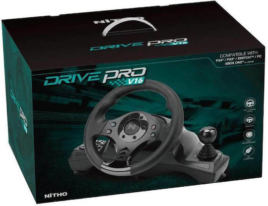 NiTHO Drive Pro V16 Τιμονιέρα με Μοχλό Ταχυτήτων και Πετάλια για PC / PS4 / Switch / Xbox Series X/S / XBOX One / PS3 με 270° Περιστροφής