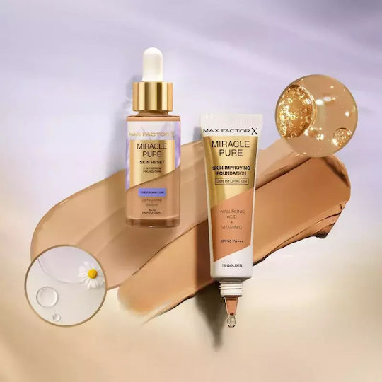 Max Factor Miracle Pure Skin Reset 2 in 1 Serum Foundation Лилаво/бяло 100-110 Very Deep 30мл