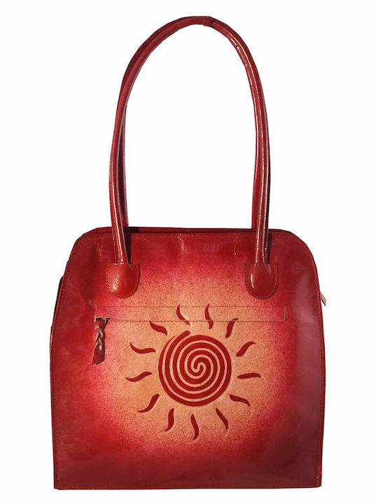 Leder Damentasche Schultertasche Rot
