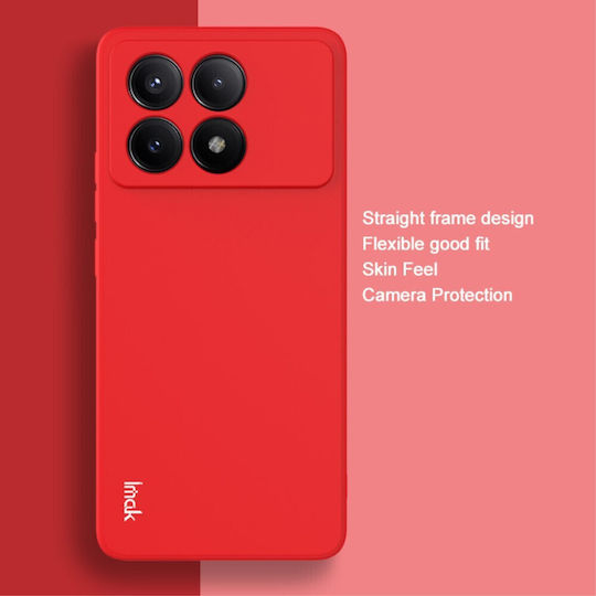 Imak Uc-4 Series Straight Edge Back Cover Silicone / Tempered Glass Red (Poco X6 Pro)